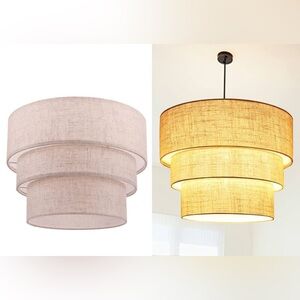 3 Tier Lamp Shade 13 inch Pendant, Floor Lamps, Hanging Light Cover Beige Linen